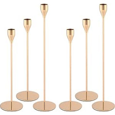 Hasjoin Candle Holders, Set of 6, 3 Tapered Tall Candle Holders, Gold Candle Holders, Fits 3/4 Inch Candle Decorative Candle Holders for Fireplace, Wedding, Candlelight Dinner, Birthday Party, Table