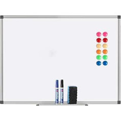 Hengsong Magnetic Whiteboard, 110 x 80, Magnetic Whiteboard, Board, with 1 Whiteboard Sponge, 2 Pens, 12 Magnetic Board, for Blackboard, Magnetic Kitchen Board, to Do List, Wipe-Cleaning Plan for Household