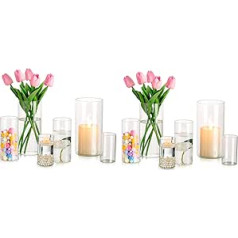 Hewory Lantern Glass Candle Holder for Floating Candles: 12 Candle Glass Large Glass Cylinder for Candles Glass Vases Cylinder Lanterns Glass Set for Table Decoration Wedding Living Room Dining Table