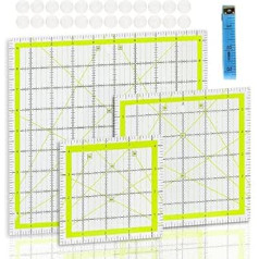 Namner Quilting Rulers, Patchwork Templates, Sewing Ruler, Square Arcrylic Quilting Rulers, 4.5/6/9.5 Inch Arcrylic Quilting Rulers with Quilting Accessories, Tape Measure, Non-Slip Handles