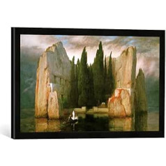 Framed Picture by Arnold Böcklin Die Totenissel, Art Print in High-Quality Handmade Picture Frame, 60 x 40 cm, Matt Black