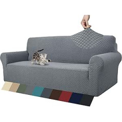 MAXIJIN Jacquard Sofa Cover 3 Seater 1 Piece Couch Cover Non-Slip Protective Cover Sofa for Living Room Stretch Covers for Dogs Pets with Non-Slip Foams (3 Seater, Light Grey)