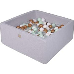 Meowbaby 90 x 90 x 40 cm 200 Balls Diameter 7 cm Ball Pool Baby Play Bath with Balls Square Pit Ball Pool Made In EU Light Grey