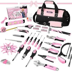 SHALL Pink Tool Set, 246-Piece Women's Basic Tool Kit for Home with 14 Inch Wide Mouth Open Tool Bag, General Household Hand Tool Set