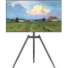 Rfiver TV Stand with Steel Legs - TV Stand Easel Height Adjustable Swivelling Black for 32-65 Inch TV Max Vesa 400 x 400 mm 35 kg