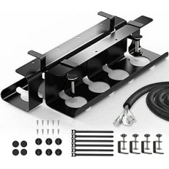 Bannio Cable Duct Desk - Set of 2 Cable Management Desk No Drilling - 43 cm Cable Holder Cable Tray Table Including Accessories - Cable Basket Cable Tray for Order in the Workplace - Black