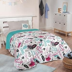 Delindo Lifestyle® Children's Bedroom Bedspread Girls, Bed Throw for Children, for Girls, Turquoise Colourful, 170 x 210 cm