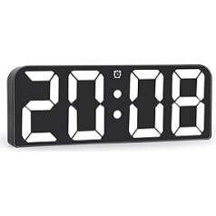 U-picks Large Wall Clock Digital Alarm Clock Digital with Adapter, LED Wall Clock Digital Clock Large Number Display with Adjustable Brightness, Three Sets Alarm Clock, Quiet Table Clock Wall Clock