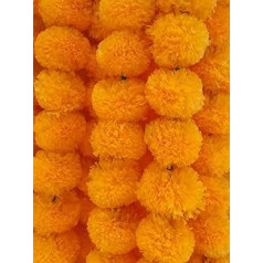 eSplanade 5 Pcs Artificial Marigold Garlands for Home Decoration Saffron Color 1.2m to 1.2m Long