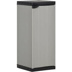 vidaXL Garden Storage Cabinet with 1 Base Garden Cabinet Side Cabinet Tool Cabinet Household Cabinet Plastic Cabinet Grey Black 35 x 40 x 85 cm