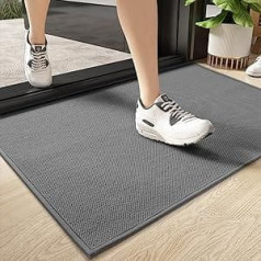 Color G Dirt Trapper Mat Indoor, Non-Slip Doormat Washable, Woven Entrance Rug, Clean Mat Absorbent Door Mat for Entrance, Front Door, Indoor and Outdoor Use (65 x 120 cm, Light Grey)