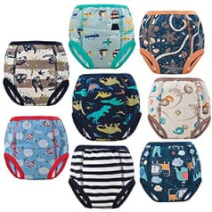 FLYISH DIRECT Potty Training Pants, Baby Learning Nappy Training Pants, Underwear for Baby, Toddler, Toddler Pack of 8, Animals A, 5 Jahre