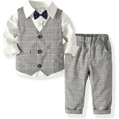 1 to 6 Years Formal Children Bodysuits for 3PCS Toddler Kids Baby Boy Bowtie Gentleman Vest T-Shirt Pants Party Clothes Set