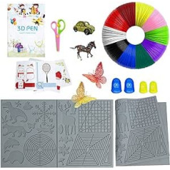 CHZIMADE 3D Printing Pen Drawing Tool Silicone Mat Stencil, 3D Pen Template, 3D Pen Filament PLA, with 4 Finger Protectors and Scissors, 3D Printing Pen Accessories for Children and Beginners