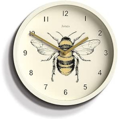 JONES CLOCKS® Bee Wall Clock - Bee Home Accessories - Bee Gifts - Kitchen Clock - Living Room Clock - Office Clock - Modern Clock - Small Wall Clock - Designer Clock - Decorative Dial (White)