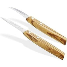 Otto Herder Set of 2 Solingen Fruit Knives and Vegetable Knives, 16.5 cm and 18.6 cm, Universal Knife for Fruit and Vegetables, Rustproof, with Handle Made of High-Quality Olive Wood Bowls