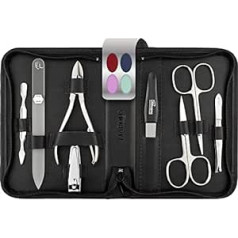 marQus Manicure set with pliers and glass file, 8 pieces, nail care set in high-quality leather case, complete set for men and women.