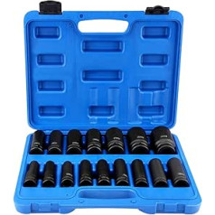 Impact Wrench Nut Set 1/2 Inch, 16-Piece Socket Set Impact Socket Set Torx Nut Set Power Nuts with 1/2 Inch Drive, 10-32 m Hex Nuts – Metric