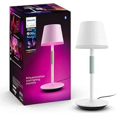 Philips Hue White & Color Ambiance Go Portable Table Lamp, White, 370 lm, 16 Million Colours, Controllable via App and Button, Compatible with Amazon Alexa (Echo, Echo Dot)