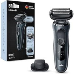 Braun Series 6 Men's Razor with EasyClick Attachment, Electric Shaver & Precision Trimmer, SensoFlex, Wet & Dry, Rechargeable & Wireless, Valentine's Day Gift for Him, 61-N1200s, Grey