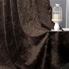 Rosnek Curtains with Ruffle Tape, Pack of 2 Luxury Velvet Curtains, Opaque Thermal Curtain with Multifunctional Band, Blackout Curtain Baroque Decoration, H 244 x W 132 cm, Brown