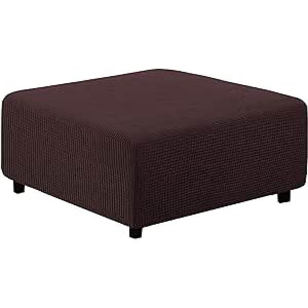 qiden Stool Cover Square 40 x 40/45 x 45/80 x 80 cm, Stretch Ottoman Protective Cover, Large Cover Stool Cover Protector Brown M