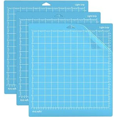 Cutting Mat for Cricut, 3 Pieces, Blue Lightgrip 12 x 12 Inch Plotter Mat, Self Adhesive Vinyl Cutting Mats for Cricut Maker 3 Explore Air 3/Air 2/Maker Accessories
