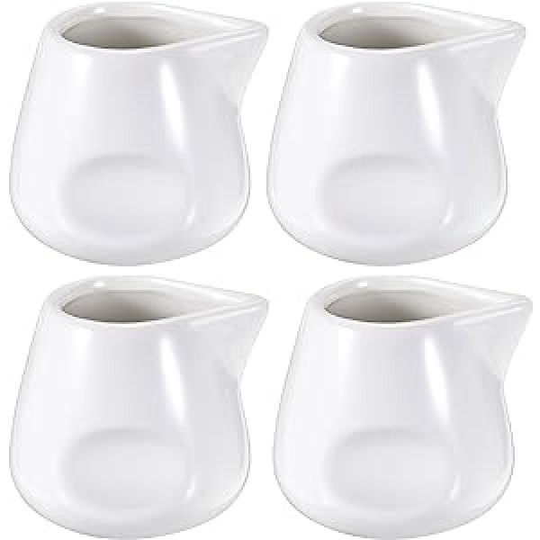 SUMNACON Mini Fingerprint Jug Porcelain 4.5oz White Small Ceramic Jug Milk Jug Set Coffee Tea Cup Container Household Serving Jug for Sauce Salad Milk 4 Pack