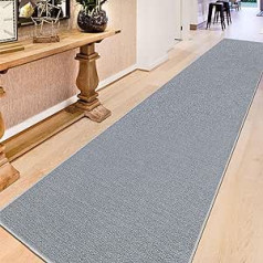 Ottomanson Ottohome Collection Grey Rubber Backed Carpet Runner Plain Design 80cm x 300cm