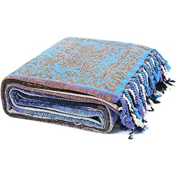 HOORDRY Double-Sided Chenille Woven Bedspread Single Bed, Cuddly Blanket with Fringes, Bed Throw, Sofa Throw, Couch Blanket, Reversible Blanket, Knitted Blanket for TV or Nap on the Chair, Purple, 150