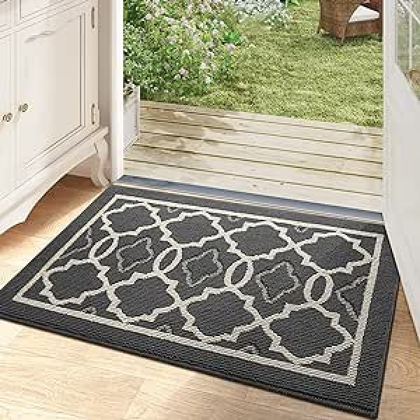DEXI Indoor Doormat 50 x 80 cm, Washable Dirt Trapper Mat Non-Slip Door Mat Indoor Water-Absorbent Door Mats Front Door Mat Front Door Mat Anthracite