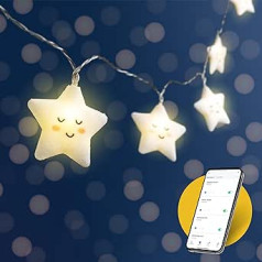 CozyHome Star Fairy Lights Children's Room Decoration - Remote Control via App & 20 LED Stars I 5 m Battery I Children's Fairy Lights Children's Fairy Lights Girls Fairy Lights Warm Light House Bed