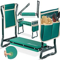 KESSER® 2-in-1 XXL Kneeler for Gardening, Padded Seat Pad, EVA Foam Cushion, Garden Stool, Foldable, Includes 2 x Tool Bags, Garden Bench, 60 x 50 x 27 cm, up to 150 kg, Green/Beige
