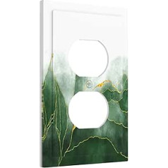 Marble Ombre Green Gold Lines Socket Covers Wall Plate Single Duplex Light Switch Cover Decorative Electric Switch Plate Electric Socket for Bathroom Bedroom Kitchen