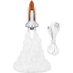 EVTSCAN 3D Print Rocket Lamp, Space Shuttle Lamp, Night Light, with USB Rechargeable for Rocket Lovers, LED Children's Night Light, Room Decor (Type A: L 28 cm)