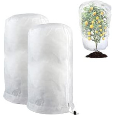 Neegaurd Pack of 2 120 x 180 cm Winter Protection for Plants, 80 g/m² Frost Protection Cover for Plants with Drawstring, Large Winter Plant Protection Bag, Winter Protection Pot Plant Bag for Balcony