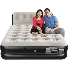 EKEPE Inflatable Mattress for Double Bed with Backrest, 202 x 152 x 45 cm, Inflatable Bed with Integrated Pump, Air Mattress, Air Mattress for Camping and Guest Bed - Grey