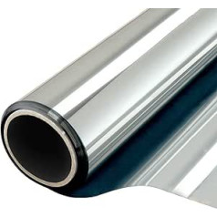 CHEIGHY Window Film Mirror Film Tint Film One Side Transparent Anti-UV Thermal Insulation Static Self-Adhesive Privacy Used for Office Living Room or Bedroom (Silver, 90 x 200 cm)