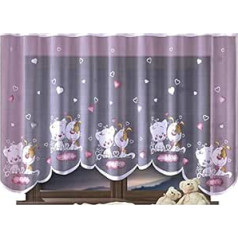 HomeDekorator® Curtain with Ruffle Tape, Children's Room, Boys, Girls, White, 300 cm, Extra Wide, Jungle Motif, Net Curtain, Short Curtain, Transparent Short Transparent Universal Tape