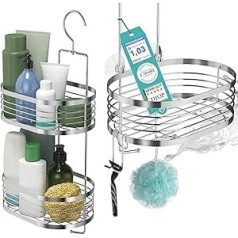 LAAKFELD Shower Shelf for Hanging with 3 Compartments Anti-Rust Protection Including Free Razor Holder, Suction Cups and Spacer Rings - Flexible Shower Basket for Hanging - Premium Shower Shelf for