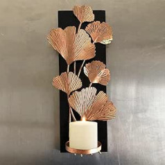 Wall Candle Holder Wall Decor Iron Retro Golden Ginkgo Leaf Design Candle Holder