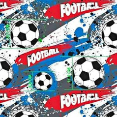 Pingianer Ball Football 100% Cotton Fabric Children Sold by the Metre Craft Sewing Fabric (Ball Blue Football, 200 x 160 cm)