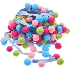 QUARKZMAN 2 Pom Pom Ball Fringe Trim, Ribbon Sewing DIY Craft Accessories for Home Curtain Clothing Cushion Decoration, Rainbow