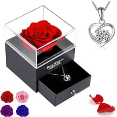 NEWUPZSI Preserved Rose Gift Valentine's Day for Her Personalised Ideas Gift for Her Women Girlfriend with Splitter Necklace Handmade Mother Gifts for Women Eternal Rose