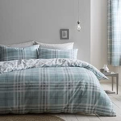 Catherine Lansfield Cotton Duvet Cover Set, Mint, 200 x 200 - 50 x 80 cm