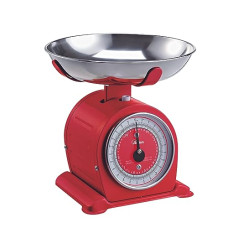 ARDES - AR1PA3M Retro Style Mechanical Kitchen Scales Vintage Bascula Scales with Removable Stainless Steel Bowl - Max Weight 5kg - Red