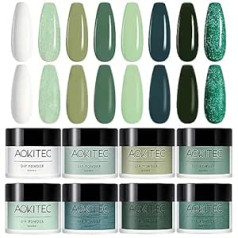 Aokitec 8 Colours Dipping Powder Kit, Dipping Nail Powder, Aokitec Fashion Dip Powder, Nail Dipping Powder, French Nail Art, Manicure for Salon, DIY & Home, Nail Powder, Mirror Powder