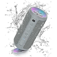 Ortizan Bluetooth Speaker with Light, Portable Bluetooth Box with IPX7 Water Protection, Dual Bass Drivers, 30h Battery, Hands-Free Function, Bluetooth Wireless Speaker for Phone, Outdoors