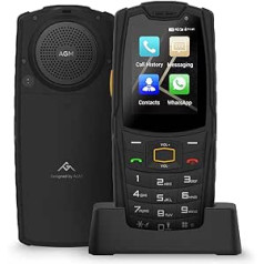 Robust Outdoor Mobile Phone without Contract, AGM M7 4G LTE Dual SIM Senior Mobile Phone Super Speaker, IP68 Waterproof, Dustproof, 2.4 Inch Touchscreen 1GB + 8GB Button Mobile Phone 2500 mAh Construction Site Mobile Phone with Charging Station