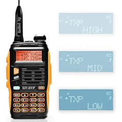 Baofeng GT-3TP Mark III Dual Band Handheld Radio UHF/VHF 144-146/430-440MHz Radio Tri-Power 8W/4W/1W Walkie Talkie with 1800mAh Battery, Lunge Antenna, Car Charger for Adults